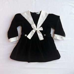 Alison Scott Vintage Velvet Satin Overlay Bow Preppy Dress ♟️ Size 3T/Youth